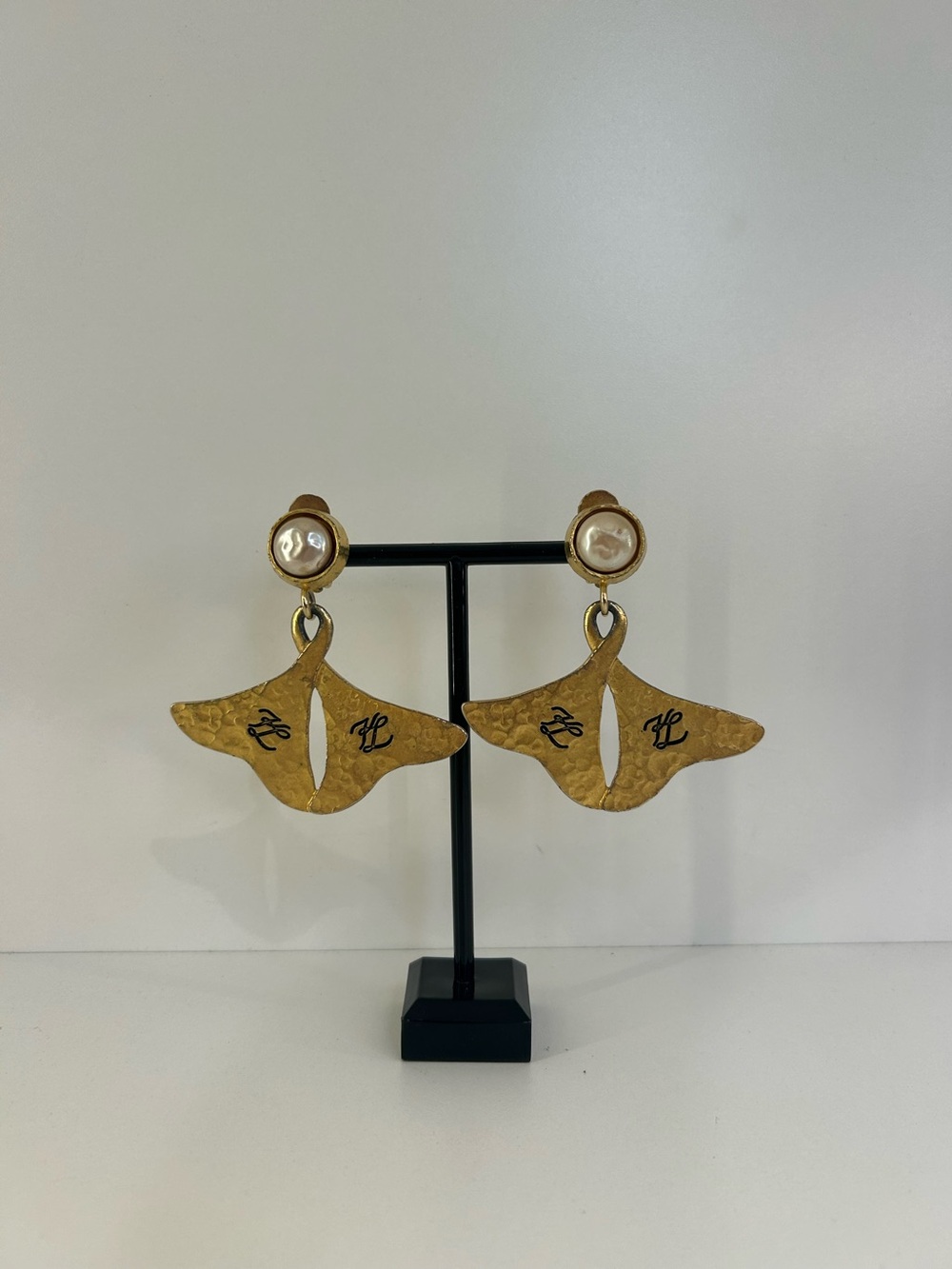 Vintage Karl Lagerfeld Gold Whale Tails Earrings